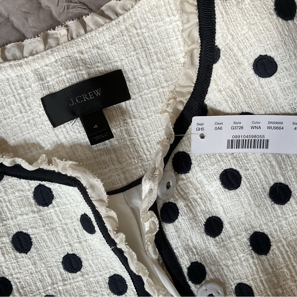 NWT Women's J Crew Polka Dot Ladies Jacket, Size 4 - Picture 3 of 7